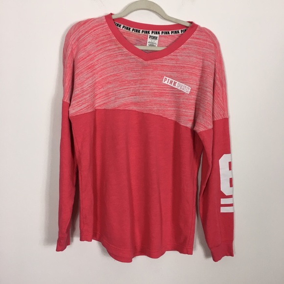 PINK Victoria's Secret Tops - VS Pink Pink V Neck Jersey Sweatshirt